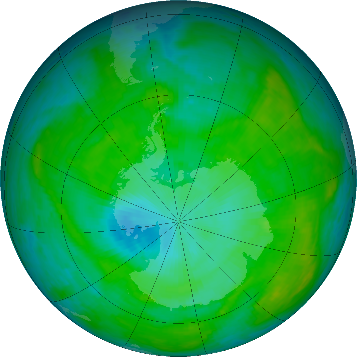 Antarctic ozone map for 04 January 1985